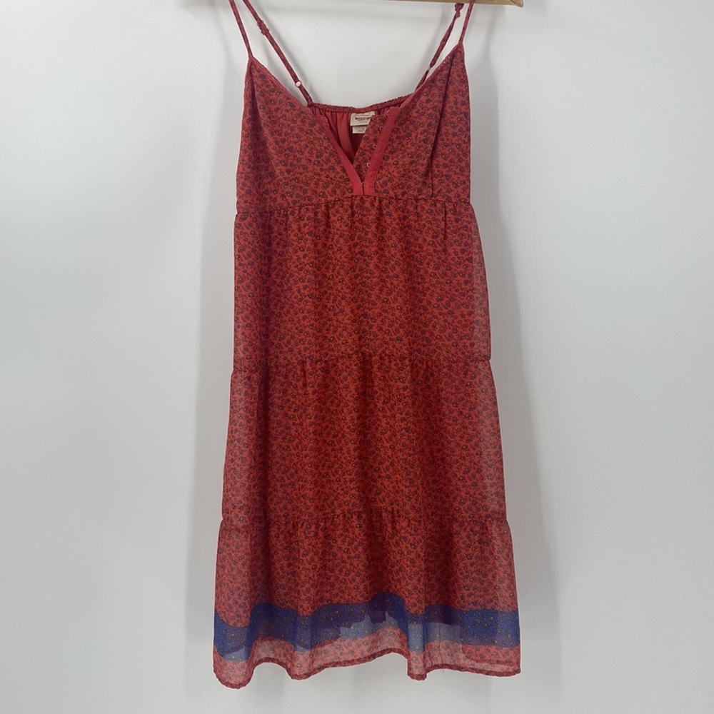 Mossimo Supply Company rust color ditzy print tiered boho baby doll sun dress